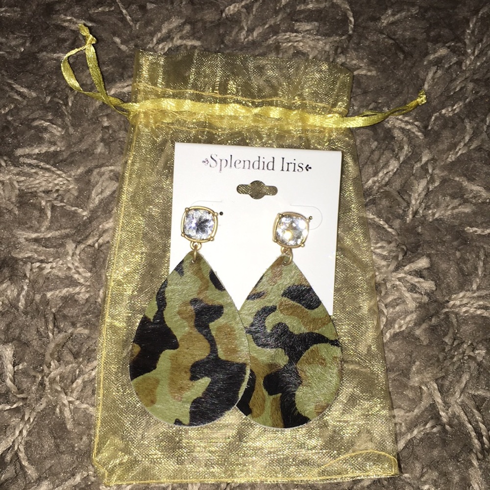 Brand new Army fabric drop earrings